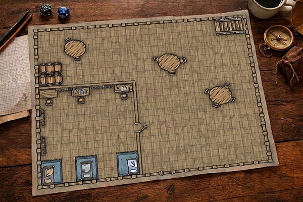 Mapa táctico de comedor para juegos de rol